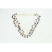 Women's bead 2 line necklace pearl garnet semi precious stone B 678